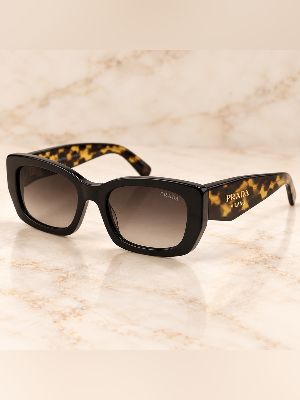 Prada PR B05S Black Grey Gradient Sunglasses 53-19-140 SPR B05 Designer